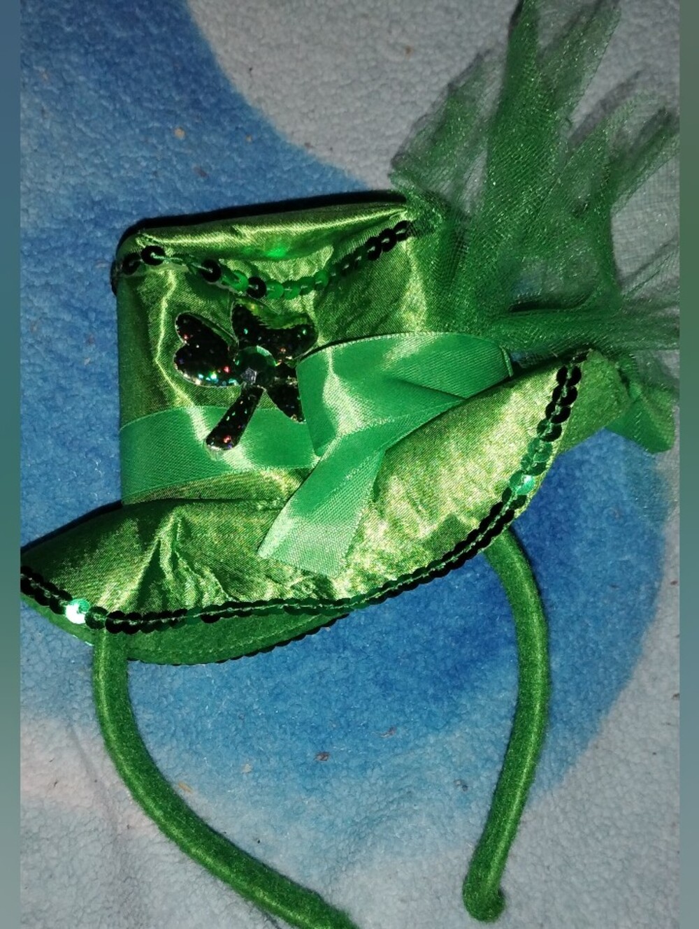Kids St. Patrick's Green Sequin Mini Top Hat Headband